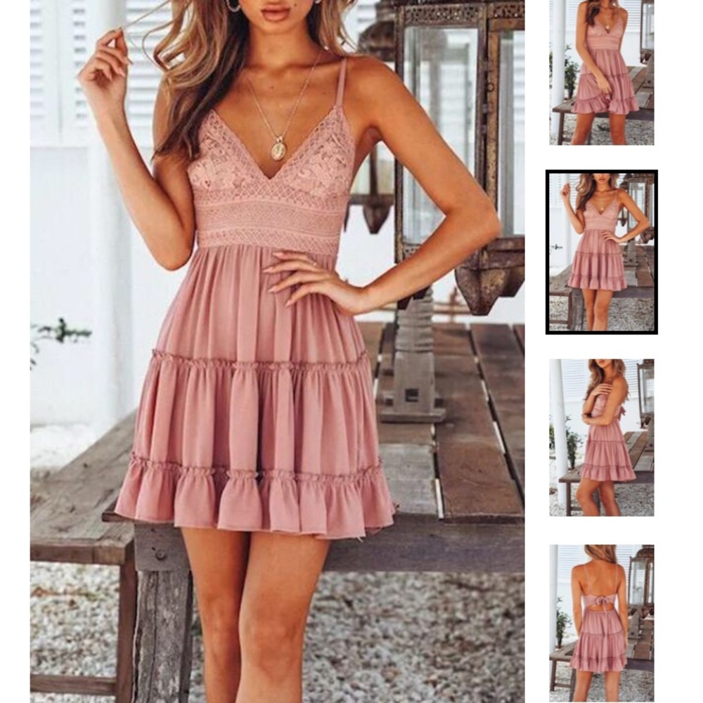 Blush Lace Mini Dress